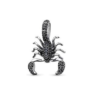Black Zircon Scorpion Dangle Charm 925 sterling silver